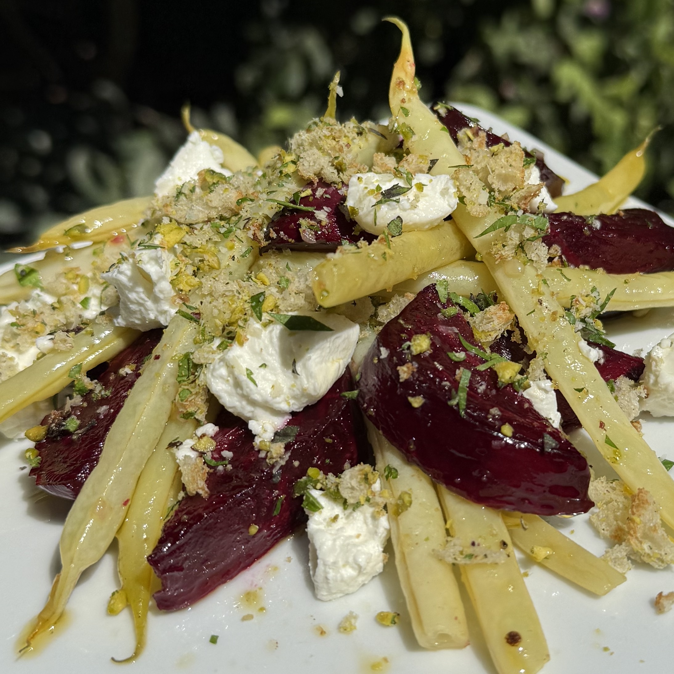 Beets, beans, and fresh cheese