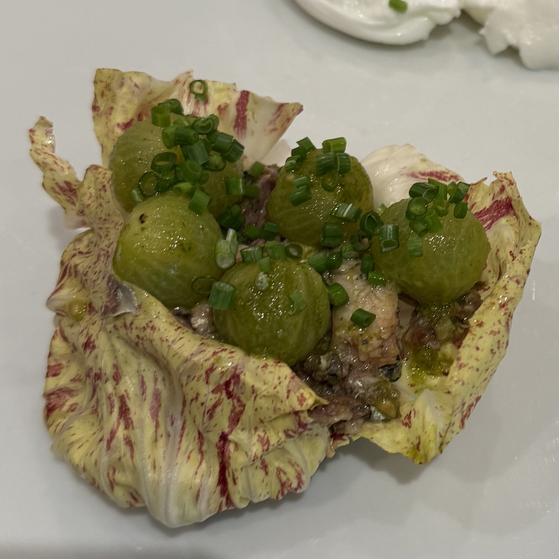 Endive, sardines, and green sauce