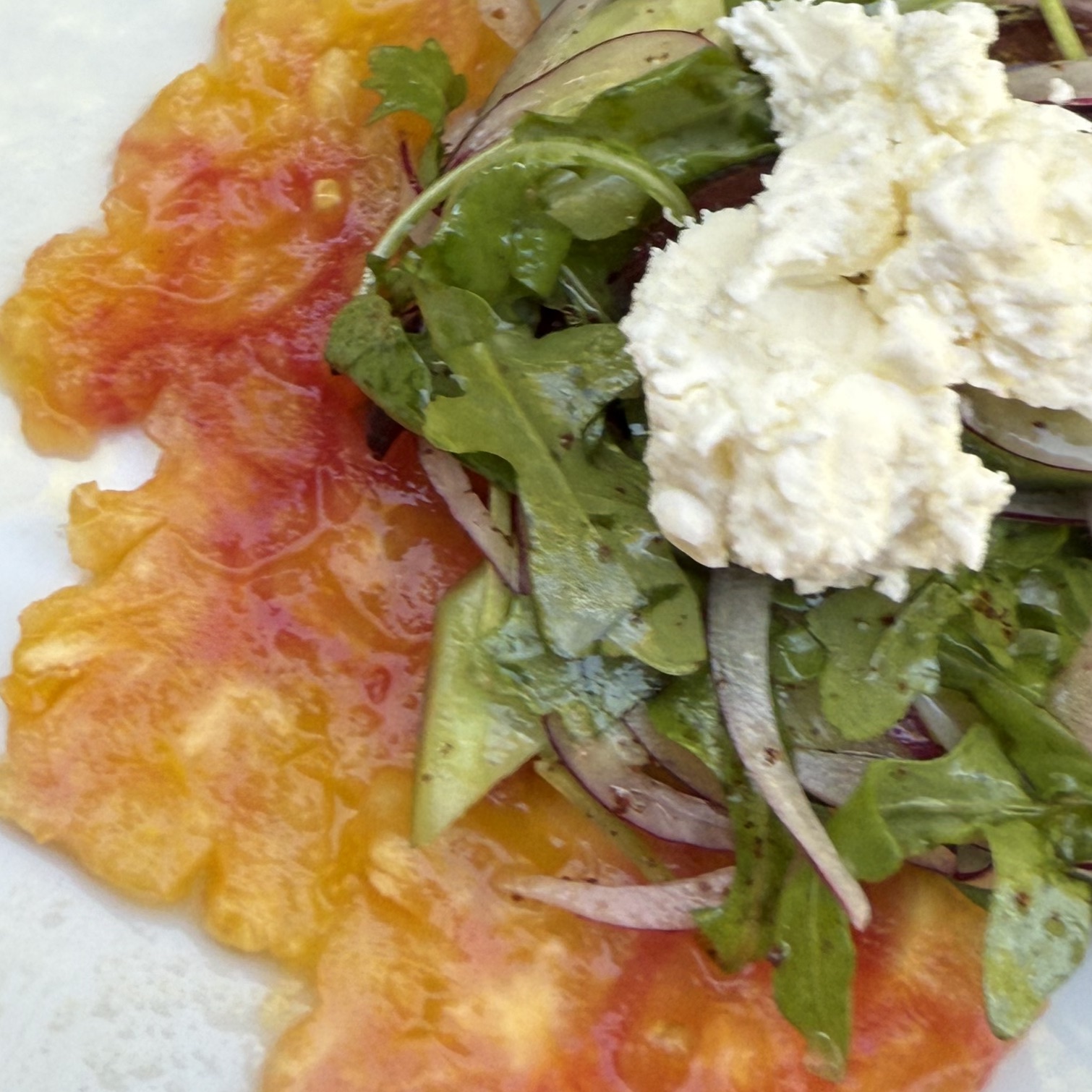 Orange tomato and fresh cheese salad