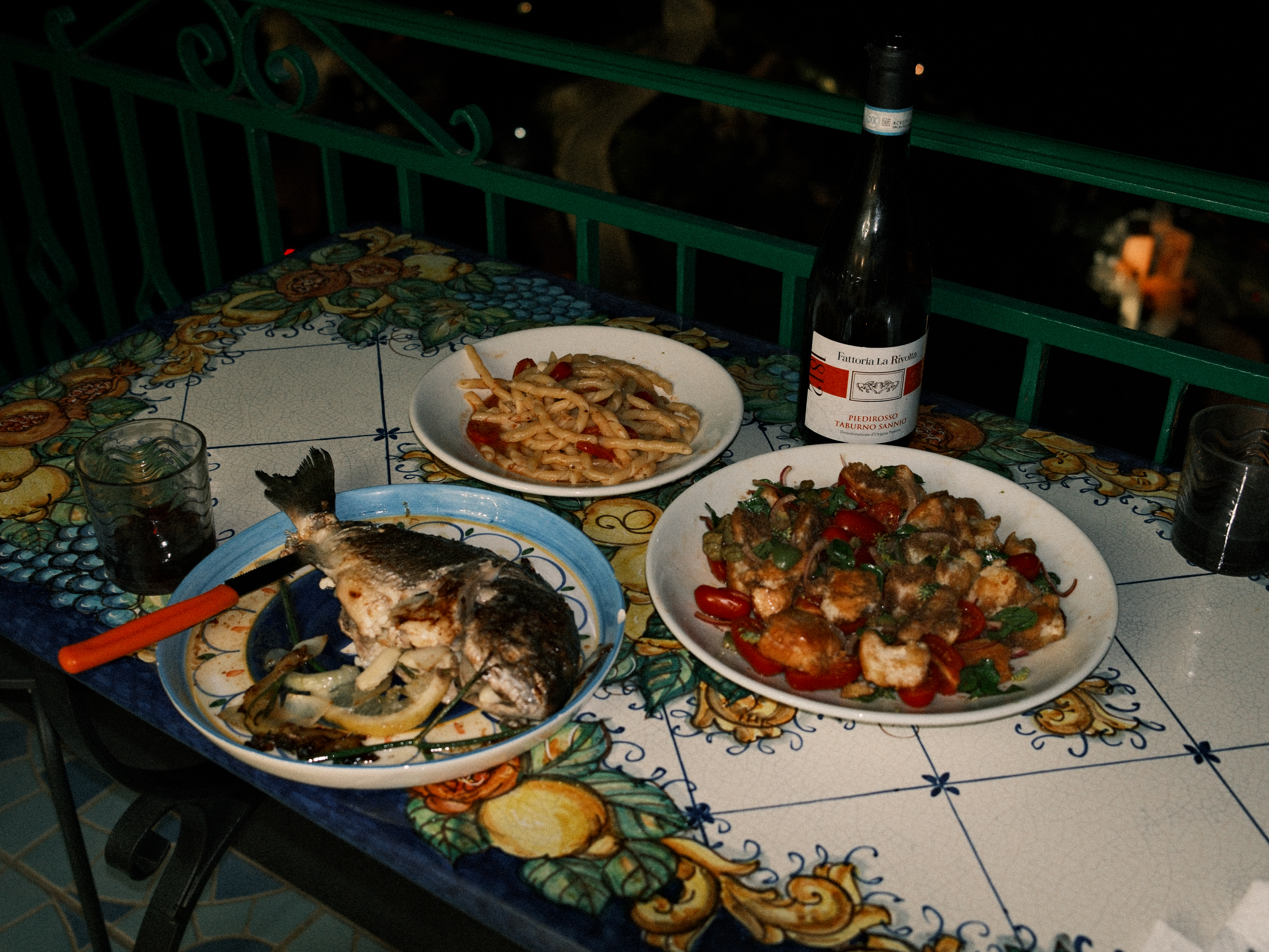 A tomato and fish dish prepared for a private-chef client
